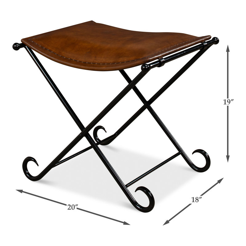 Mozambique Leather Accent Stool
