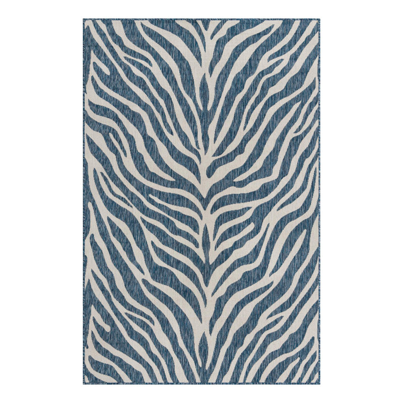 Tapis intérieur / extérieur bleu Itchington, Rectangle 5 pi 3 po x 7 pi 10 po