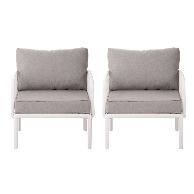 Valliere Outdoor Club Chair, Light Gray, White