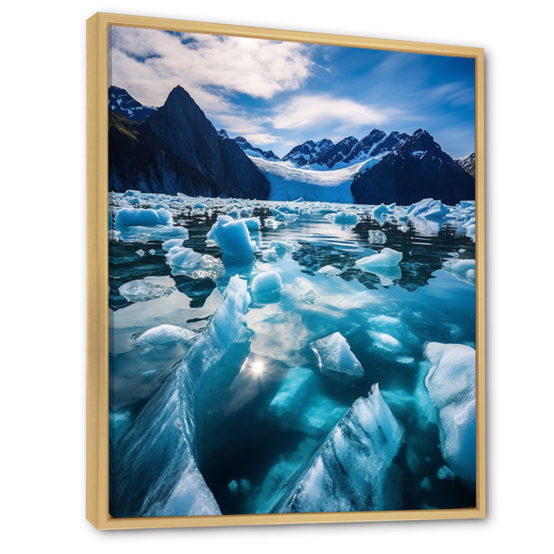 Glaciers à couper le souffle en Alaska III, Cadre naturel flottant, H 32 po x l 16 po x P 1 po
