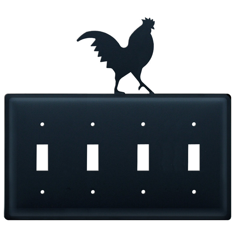 Rooster 4-Gang Toggle Light Switch Wall Plate