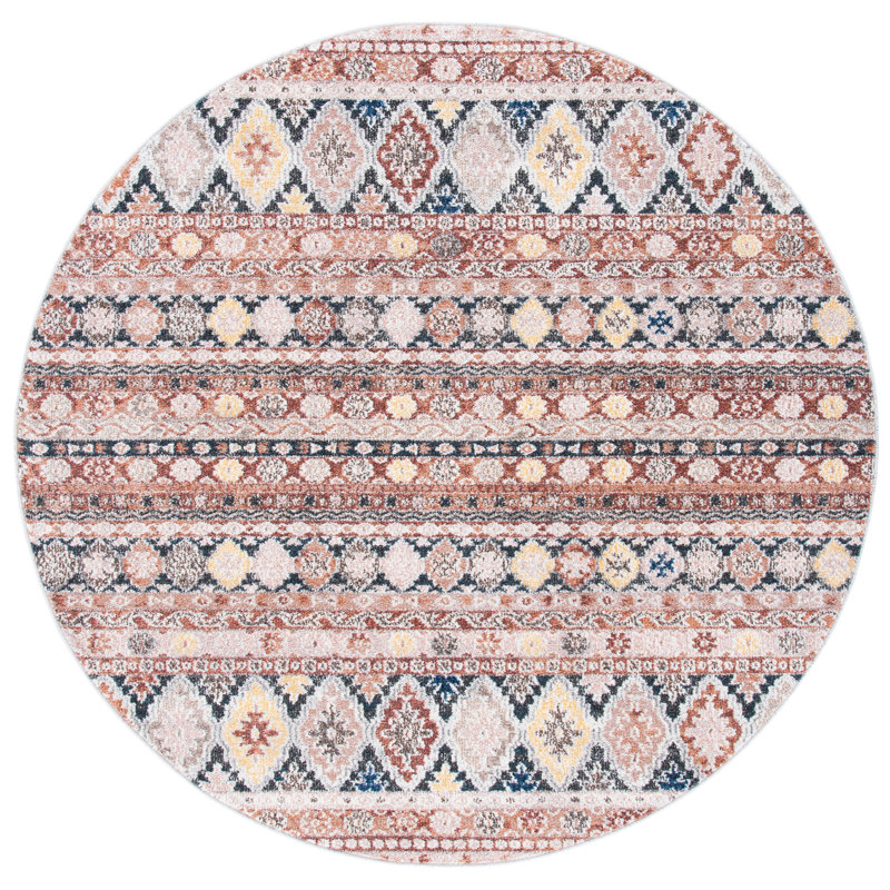 Tapis à motif géométrique Khris Performance, Rond 6 pi 7 po