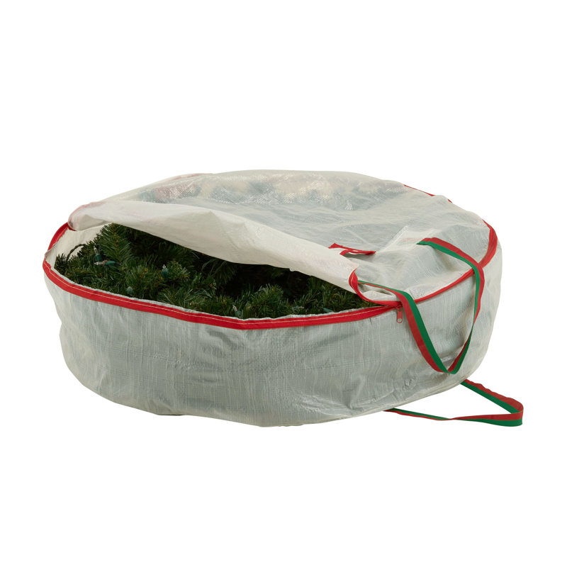 Sac de rangement pour couronne de 30 pouces avec poignées et étiquette réutilisable, H 8 po x l 30 po x P 30 po