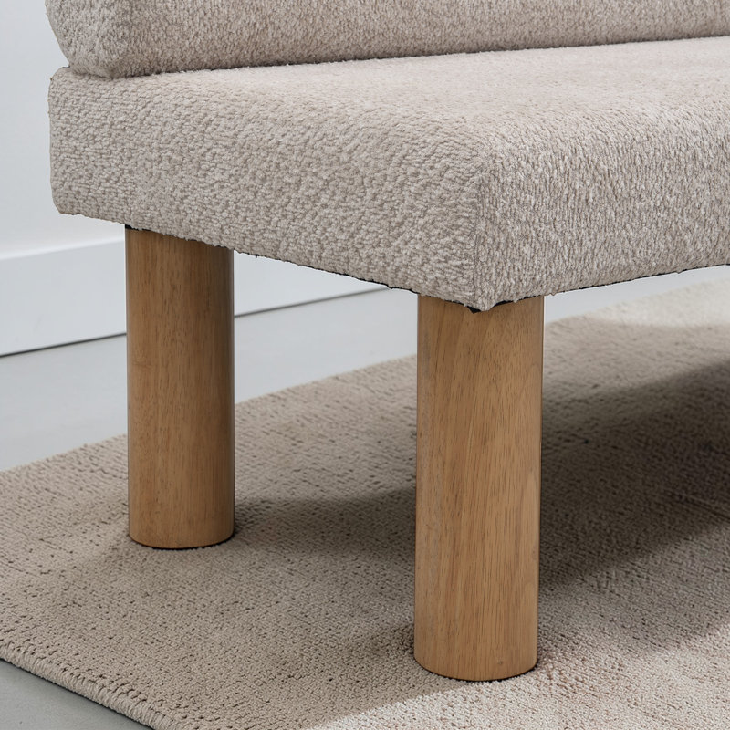 Banc de salle à manger l 51,5 po avec pieds en bois massif, Gris clair