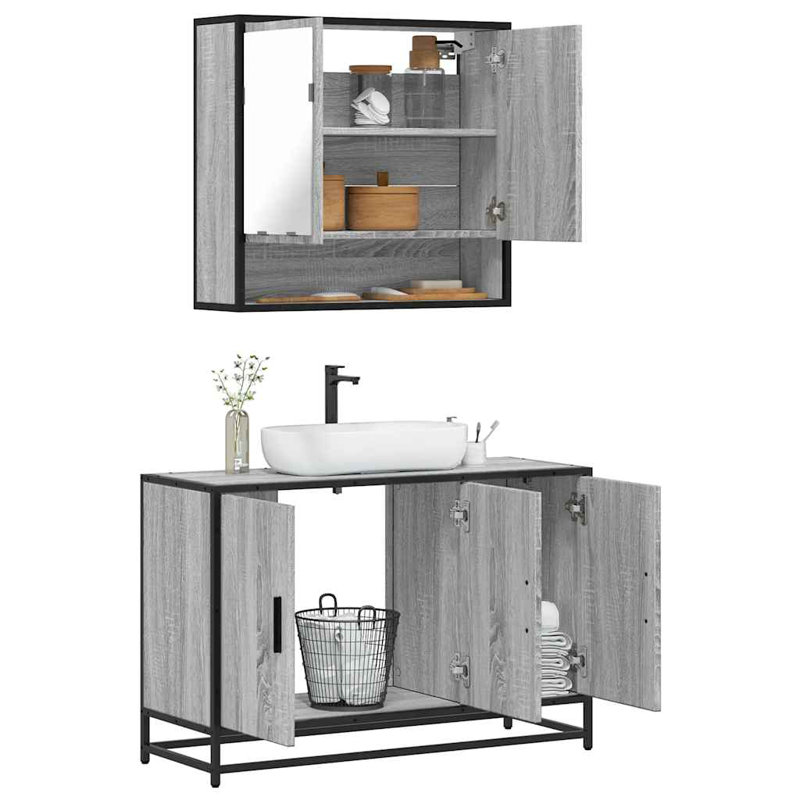 Bathroom Furniture Suite, Grey Sonoma