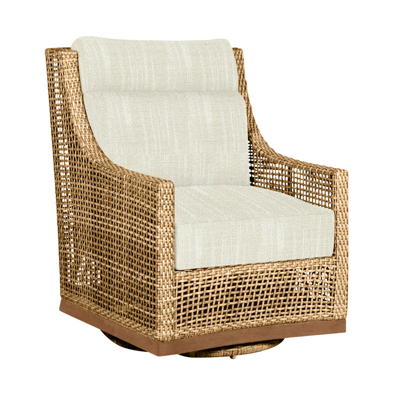 Péninsule pivotante en raphia clair / bois de santal, Pas de passepoil + bourre standard, InsideOut® Rollo ‑ lin crème