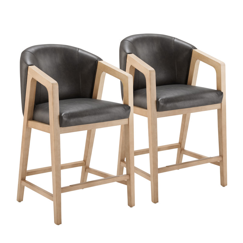 Tabouret de comptoir en similicuir Daina (ensemble de 2), Bison de Copley