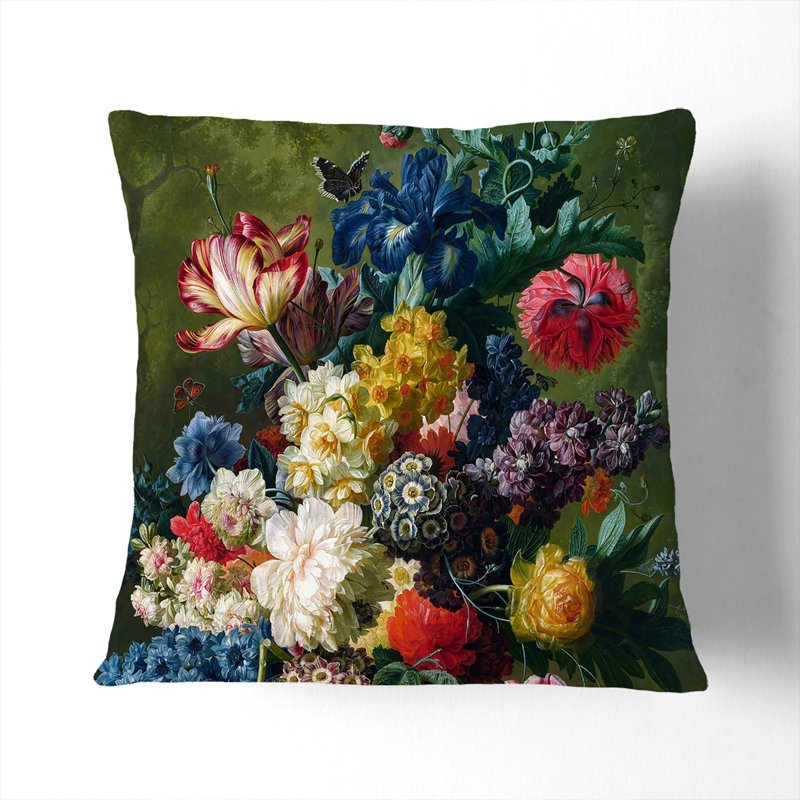 Still Life With Flowers Vol.1 Square Throw Cushion, Stone, 55cm H x 55cm W x 20cm D