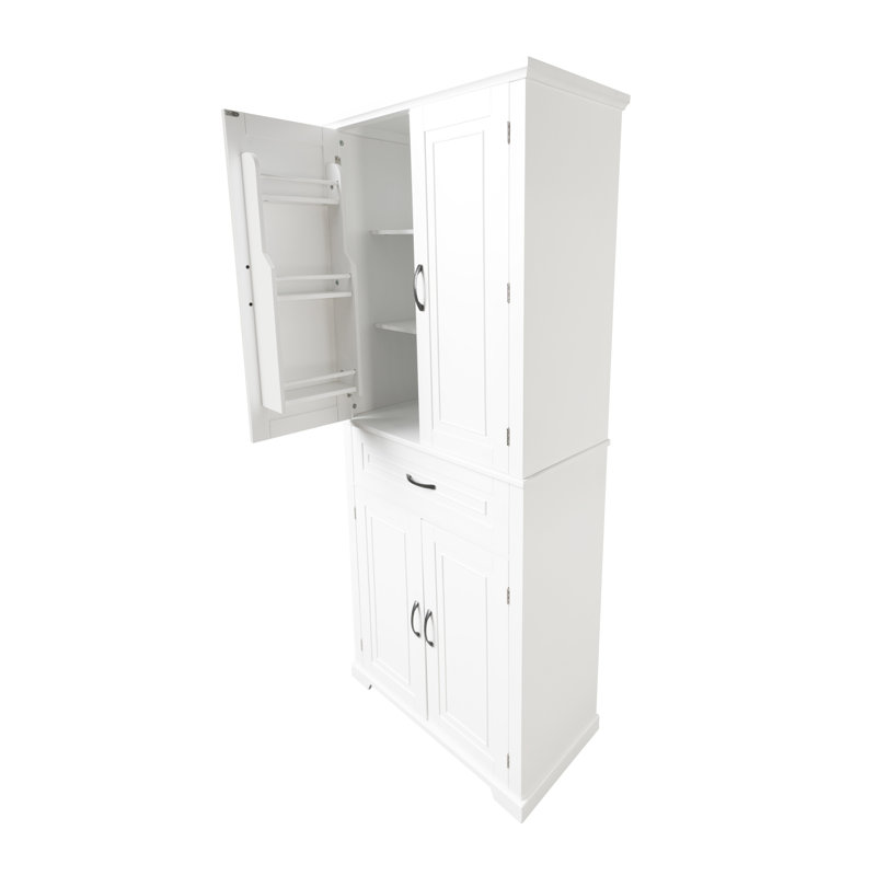 Armoire de salle de bain avec portes et tiroir - Blanc, Blanc