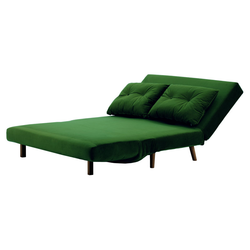 Donald 2 Seater Sofa Bed, Dark Oak, Dark Green,  78cm H X 142cm W X 90cm D