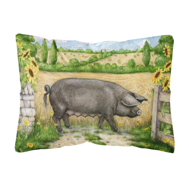  Coussin intérieur / extérieur Cochon avec tournesols