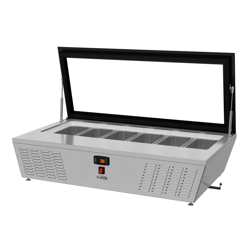 45 in. 6-Pan Countertop Ice Cream Display Freezer with Glass Top in Stainless-Steel (KM-CGD-6P45)