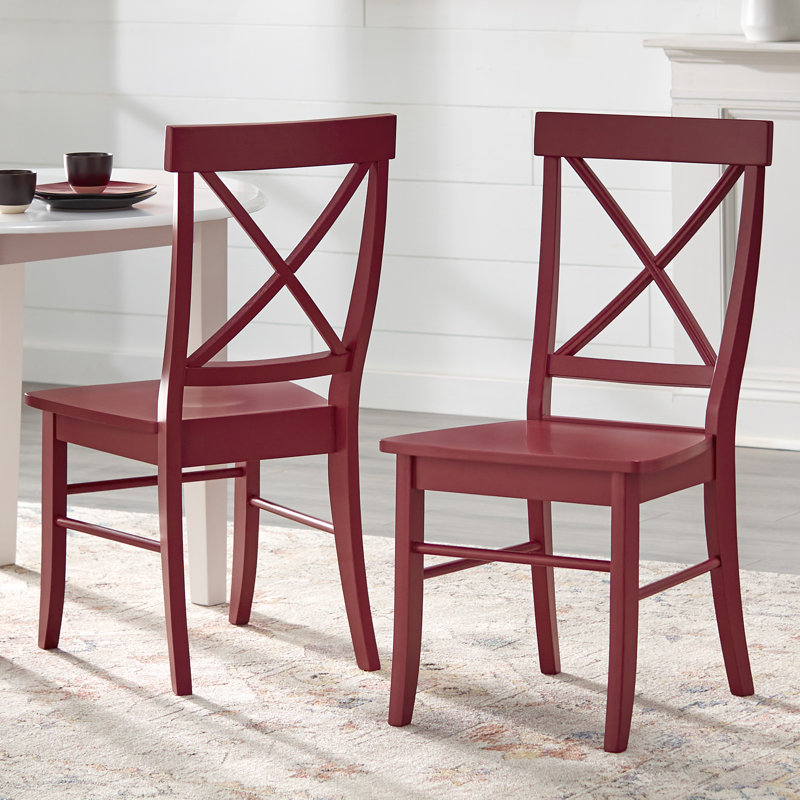 Bellmead Solid Wood Cross Back Side Chair, Red