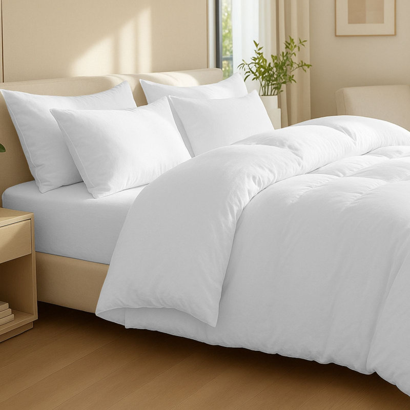 Cotton Solid Colour Duvet Cover Set with Pillow Shams, Double Duvet Cover + 2 Shams