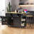 48Inch Large Kitchen Island With 2 Bar Stools, Power Outlet, Door Internal Storage Rack, Kitchen Storage Cart On 5 Wheels With Drop Leaf, 5 Open Side Racks, 2 Drawers,For Kitchen,Dining Room-1911344050