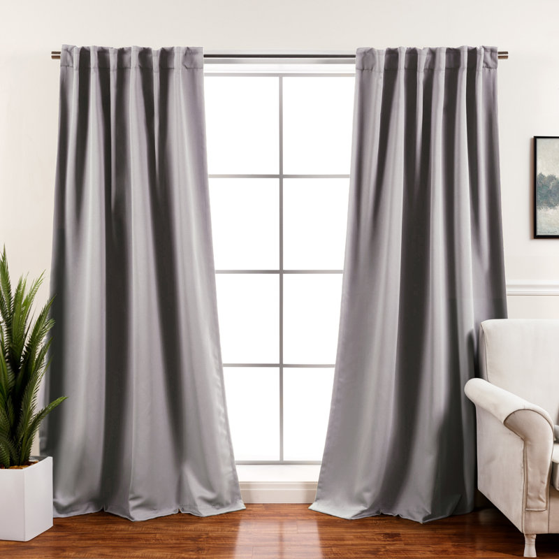 Panneaux de rideaux occultants et thermiques unis avec passe-tringle Bantam, Gris clair, l 52" x L 84"