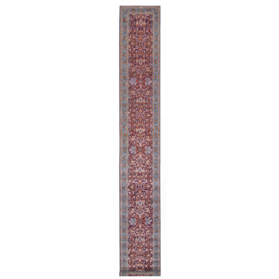 Hand Knotted Wool Area Rug in Purple And Blue