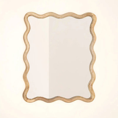 Miroir mural décoratif ondulé avec cadre en bois de manguier, 36 x 48 po