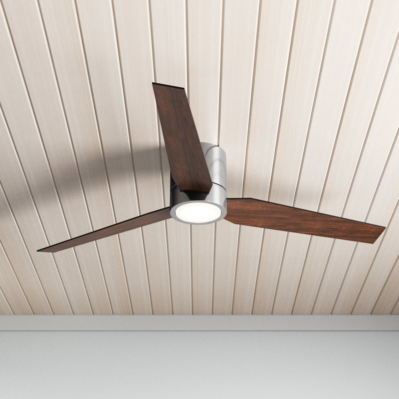 Goren 56'' Ceiling Fan with LED Lights, Polished Chrome with Black/Walnut Blades