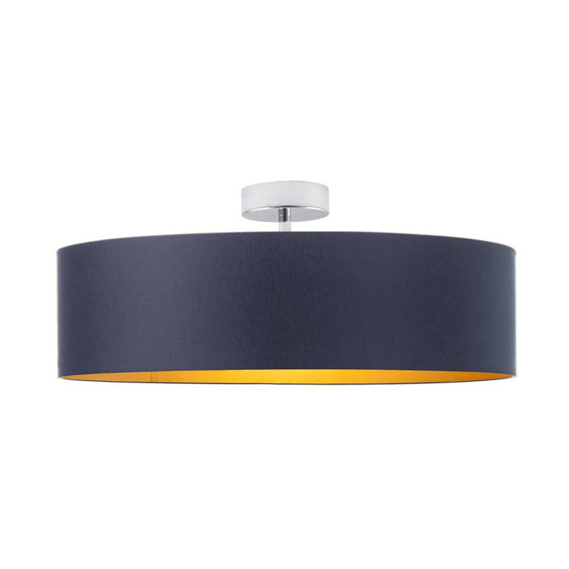 Sundquist Fabric Semi Flush Mount, Dark Grey, Silver