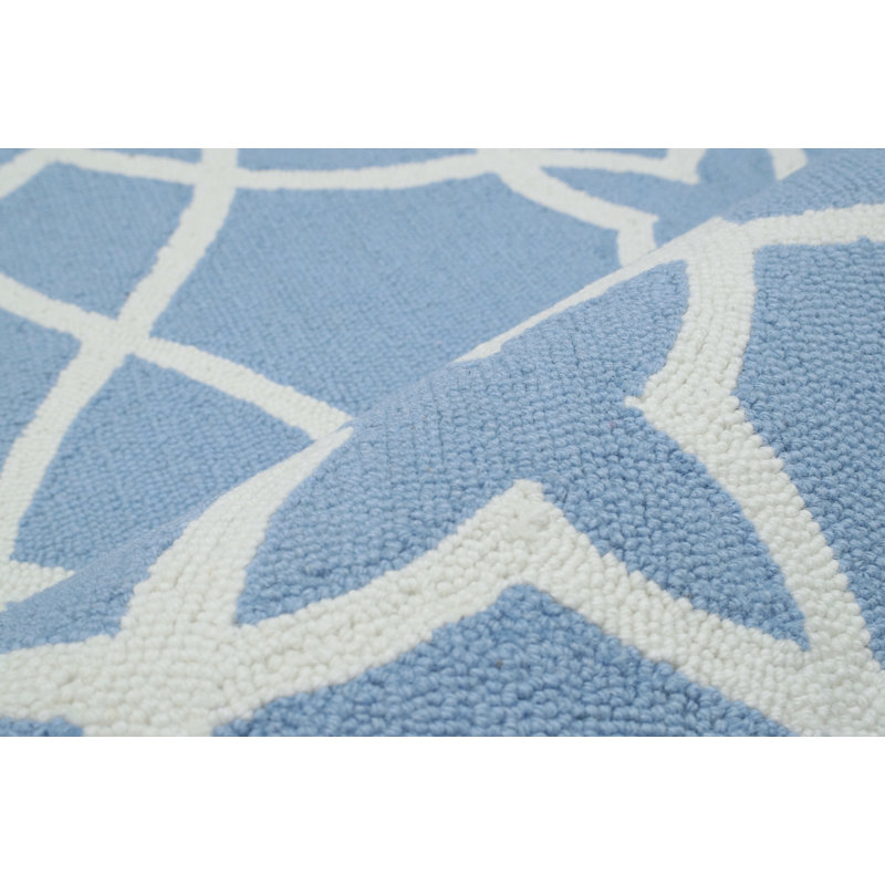 Tapis bleu / blanc Wolfenbarger Alexis, 5 pi x 8 pi