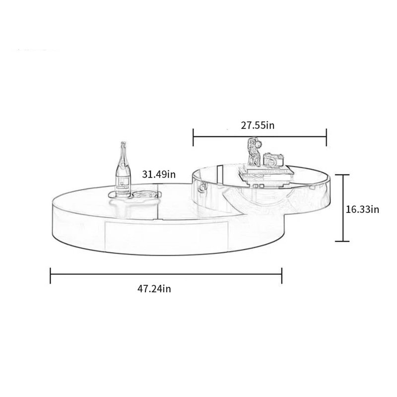 Table basse pivotante à miroir Minimalist, Cuivre antique