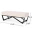 Élégant banc avec structure en tissu et pieds gracieux avec pieds capitonnés en faux bois