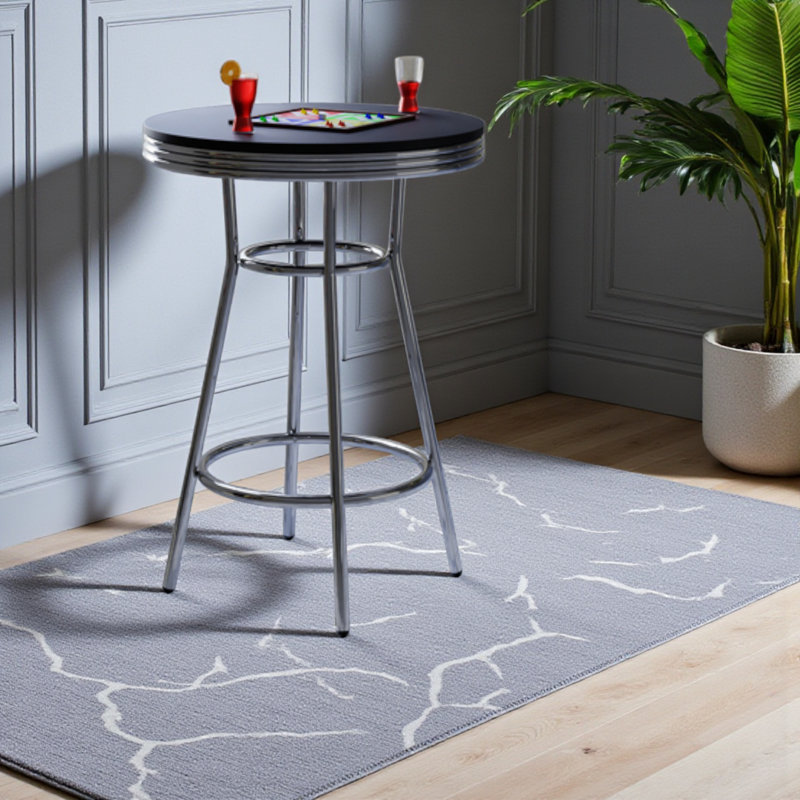 Anizoba High Top Table with Black Round Seat and Metal Base, 40.52'' H X 29.82'' W X 29.82'' D