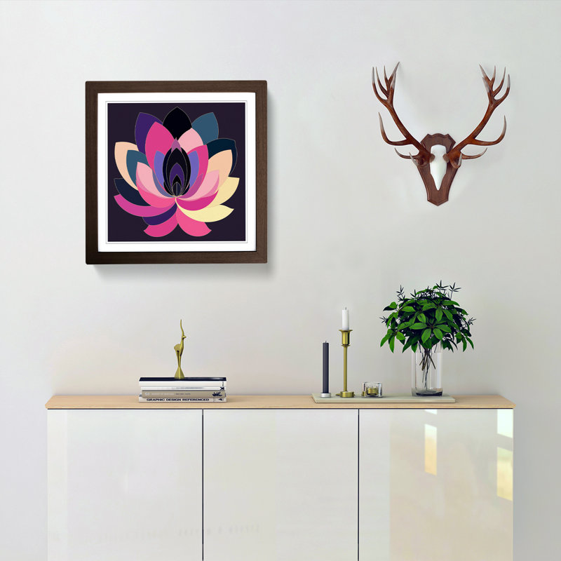 Lotus Flower Constructivism No.5 - Framed Print, Walnut