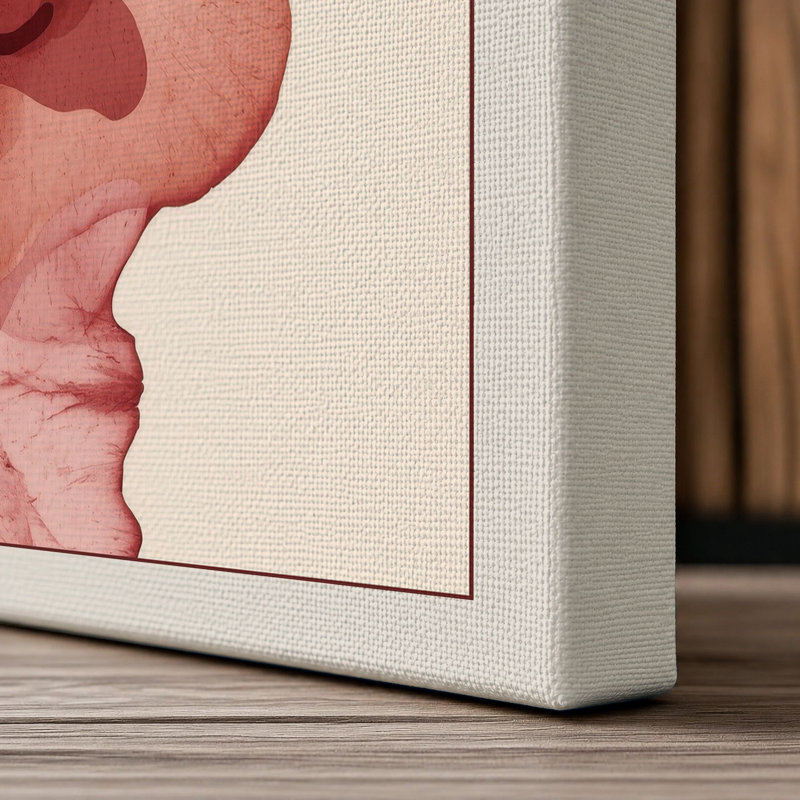 Crimson Flow Abstract - Wrapped Canvas, 36x24 - 91.4 x 61.0 cm, Cream Border
