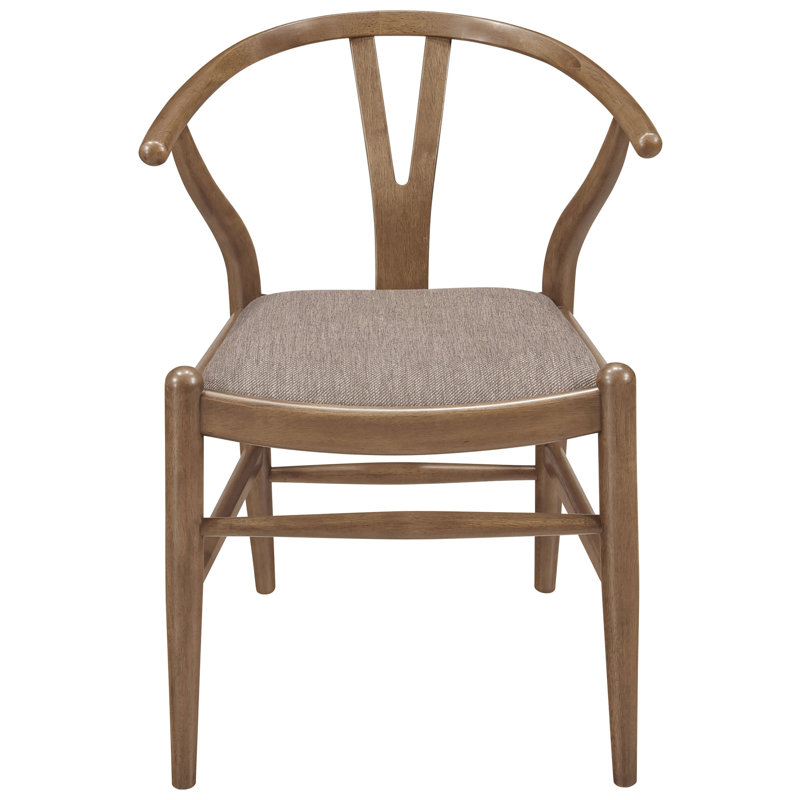 2 chaises de salle à manger de style Mid-Century moderne, finition noyer riche, siège rembourré, dossiers arrondis, pieds fuselés, chaises de revêtement en tissu brun (de 2), sièges,