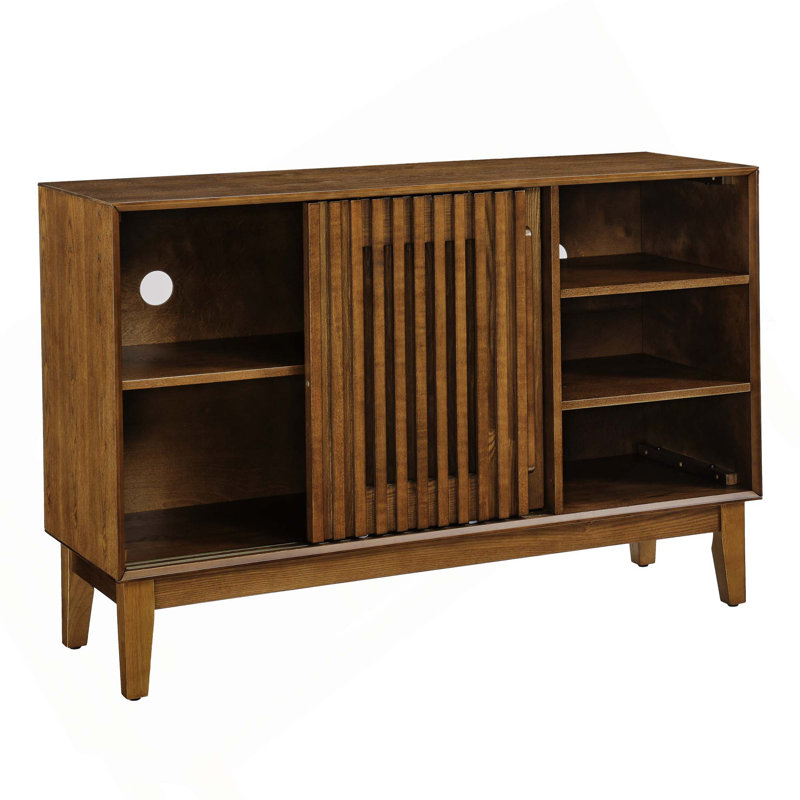 Buffet 47,3 "avec rangement, buffet à 2 portes et pieds en bois massif Farmhouse, Noyer brun 1
