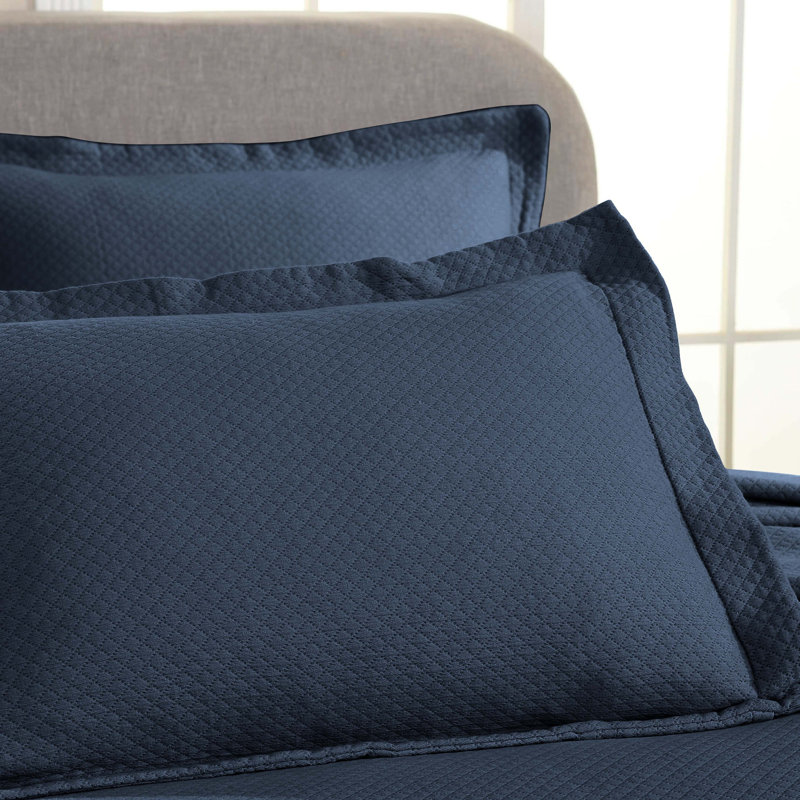 Navy Blue Cotton Twin Reversible Bedspread Set