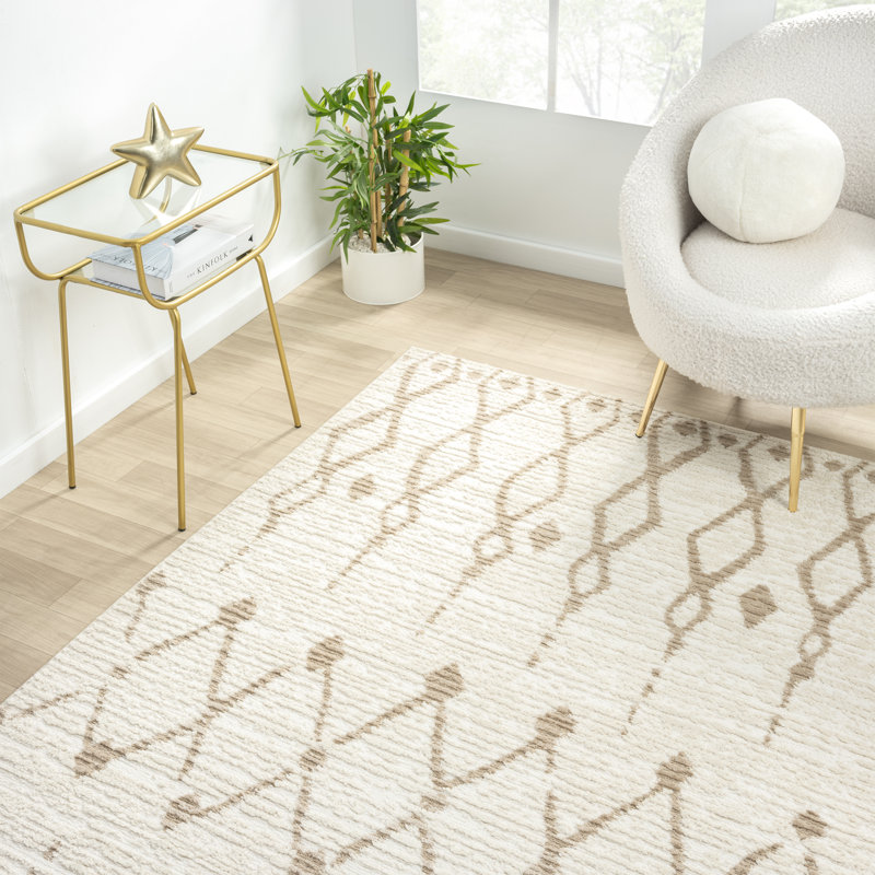 Abani Manvir VIV160B Cream Beige Moroccan Geometric Tribal Area Rug, Rectangle 2' x 3'
