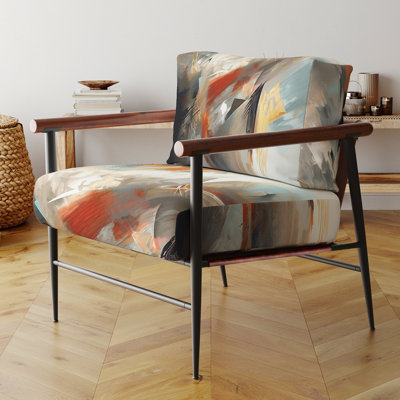 Fauteuil d'appoint en velours orange abstrait Abstract IV