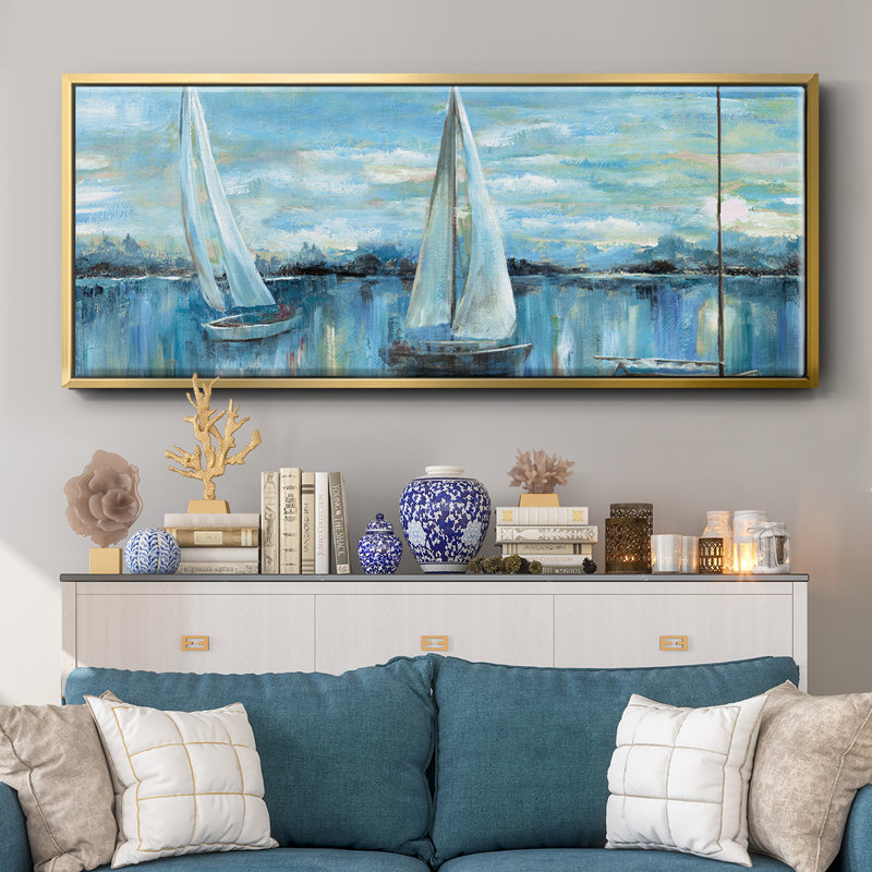 «Evening on the Bay», toile encadrée, H 20 po x l 50 po
