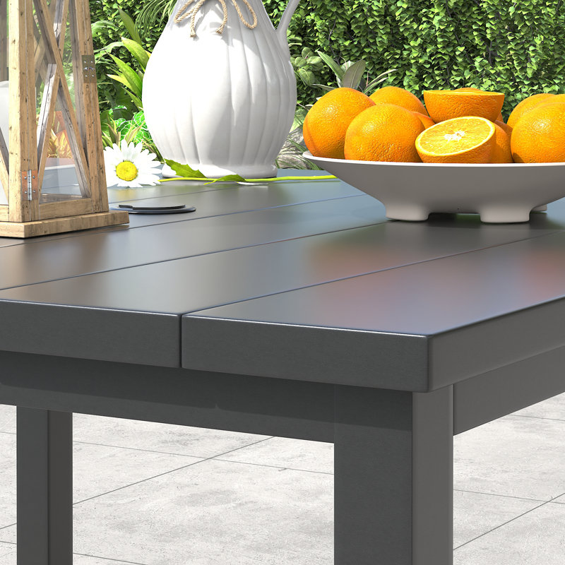 Ensemble repas pour 4 personnes avec table carrée en métal et chaises pivotantes PVC-coated polyester, Gris foncé / Noir