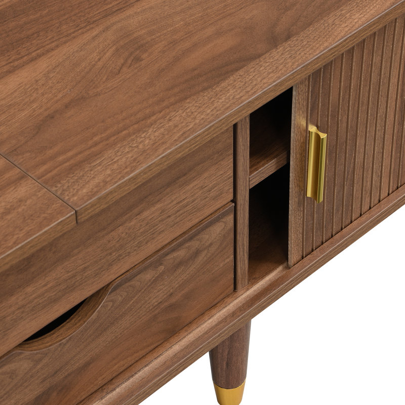 Unfinished TV Stand for TVs up to 75", Dark Brown Wood