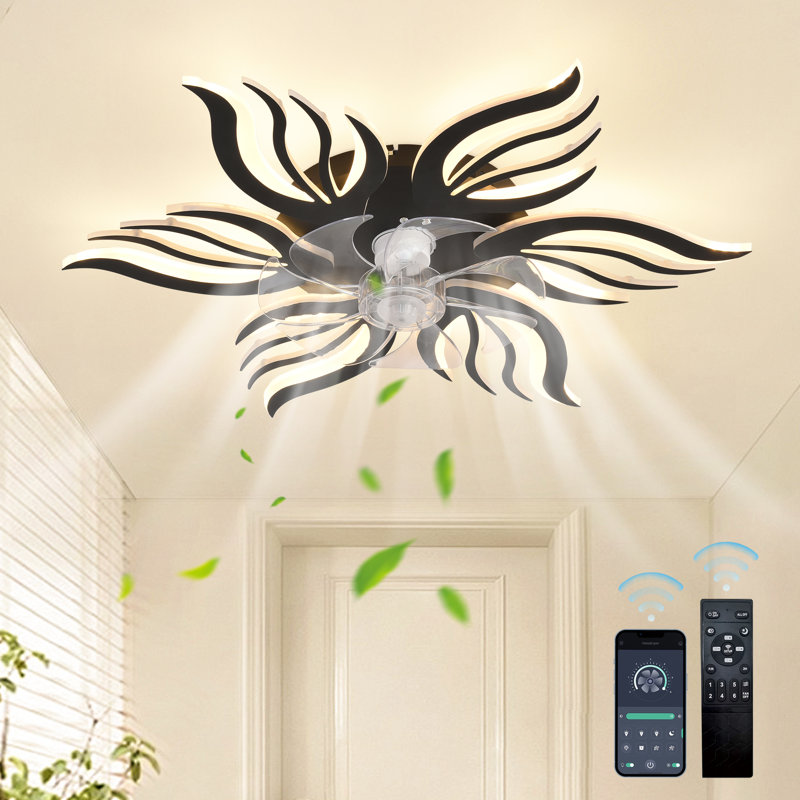 Ventilateur de plafond à DEL à intensité variable réversible 28,34 "à 7 pales avec lumière et télécommande