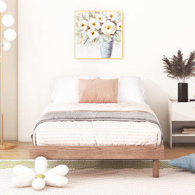Base de lit plateforme flottante de conception moderne de couleur noyer