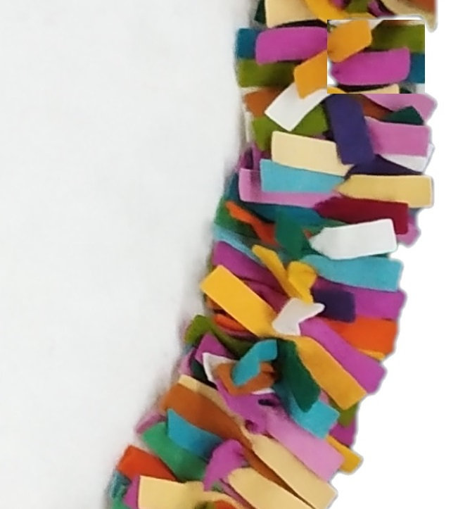 Jupe d'arbre de Noël en feutre faite à la main - bordure à franges multicolores - 51 po / 64 po, 51" W, Crème