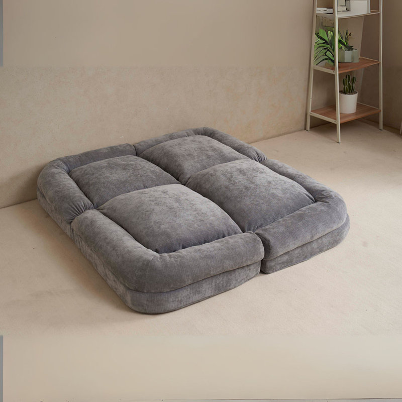 Canapé-lit double convertible pliable, gris, Coton gris