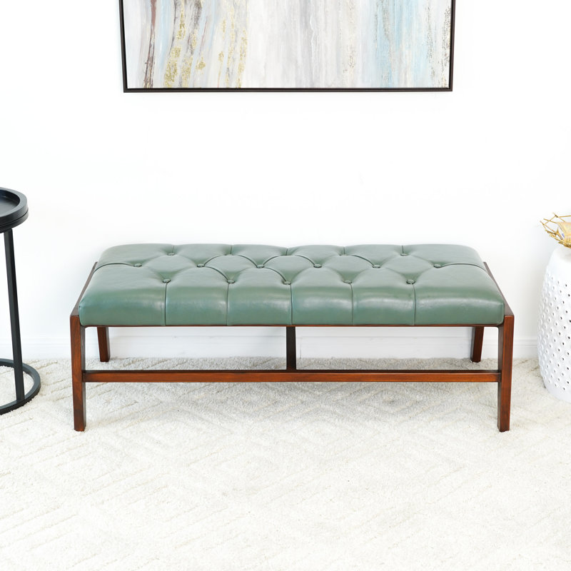 Calderone Genuine Leather Upholstered Bench