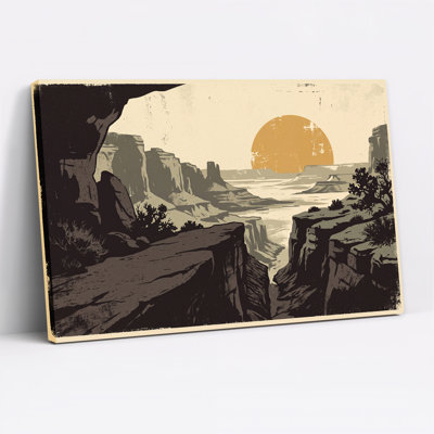 Art mural rétro sur toile avec grand soleil