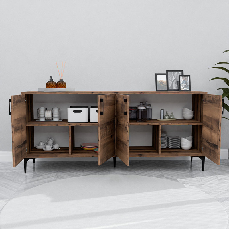 Stylish Console Table, Walnut & Anthracite, 70.9 x 31.5 x 17.7 inches | 100% Melamine Coated Chipboard, Versatile Design with Numerous Shelves, Wall-Mountable, Durable Plastic Legs | Perfect for Living Room & Entryway