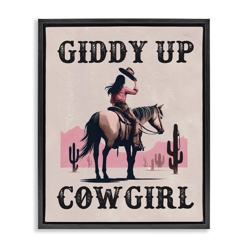 Art mural sur toile Giddy Up, Cadre flottant noir de jais, H 21 po x l 17 po