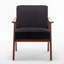 Fauteuil d'appoint à oreilles simple Mid-Century moderne avec structure en bois massif et dossier très épais en velours noir profond-2054614208
