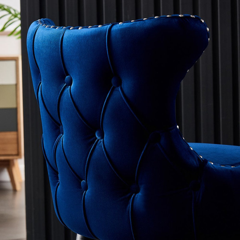 Ricky Modern Velvet Dining Chairs - Ergonomic Upholstered Curved Back with Solid Wooden Legs - Side Chair for Office Kitchen Living Room Dining Room