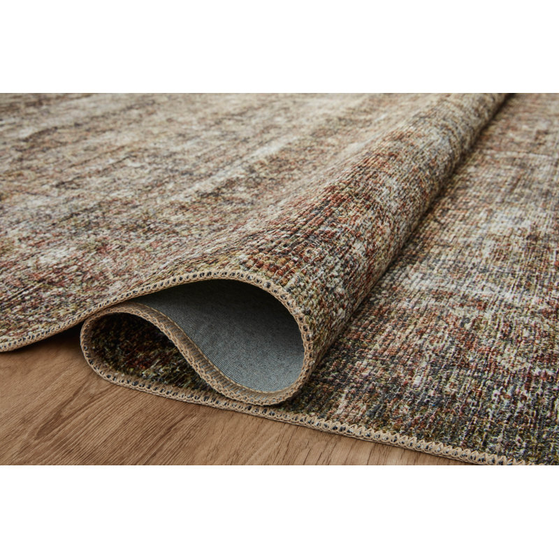 Amber Lewis x Loloi Billie Oriental Tobacco/Rust Area Rug, Square 1'6"