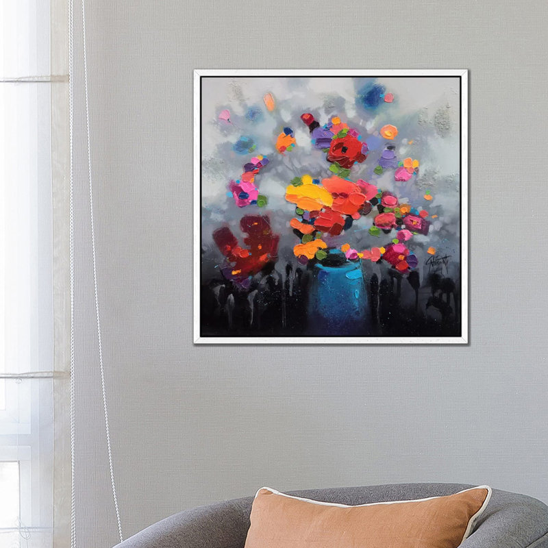Bouquet I by Scott Naismith - Print on Canvas, White Framed, 66.04 cm H x 66.04 cm W